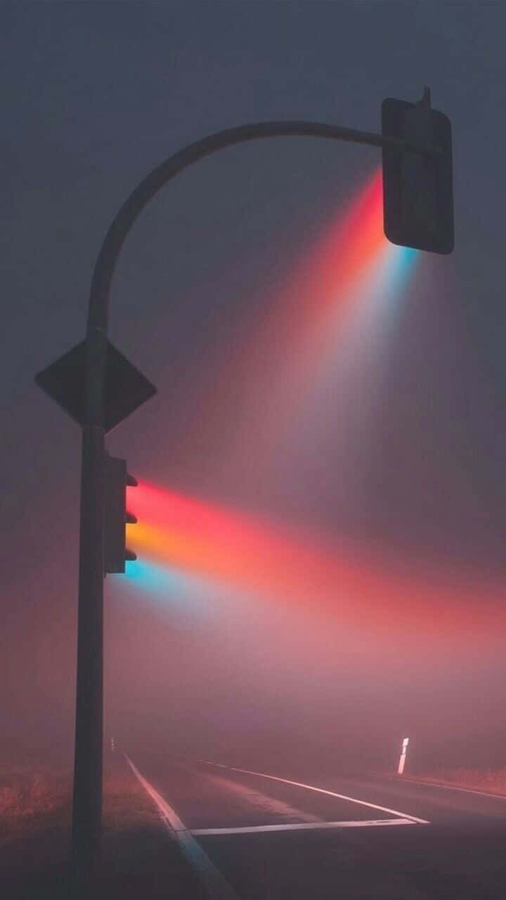 Lo-Fi Aesthetic, traffic light beam, dense fog, HD Phone Wallpaper