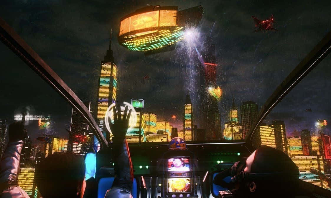 Lo-Fi Aesthetic, evening cityscape, futuristic cockpit, SD Desktop Wallpaper