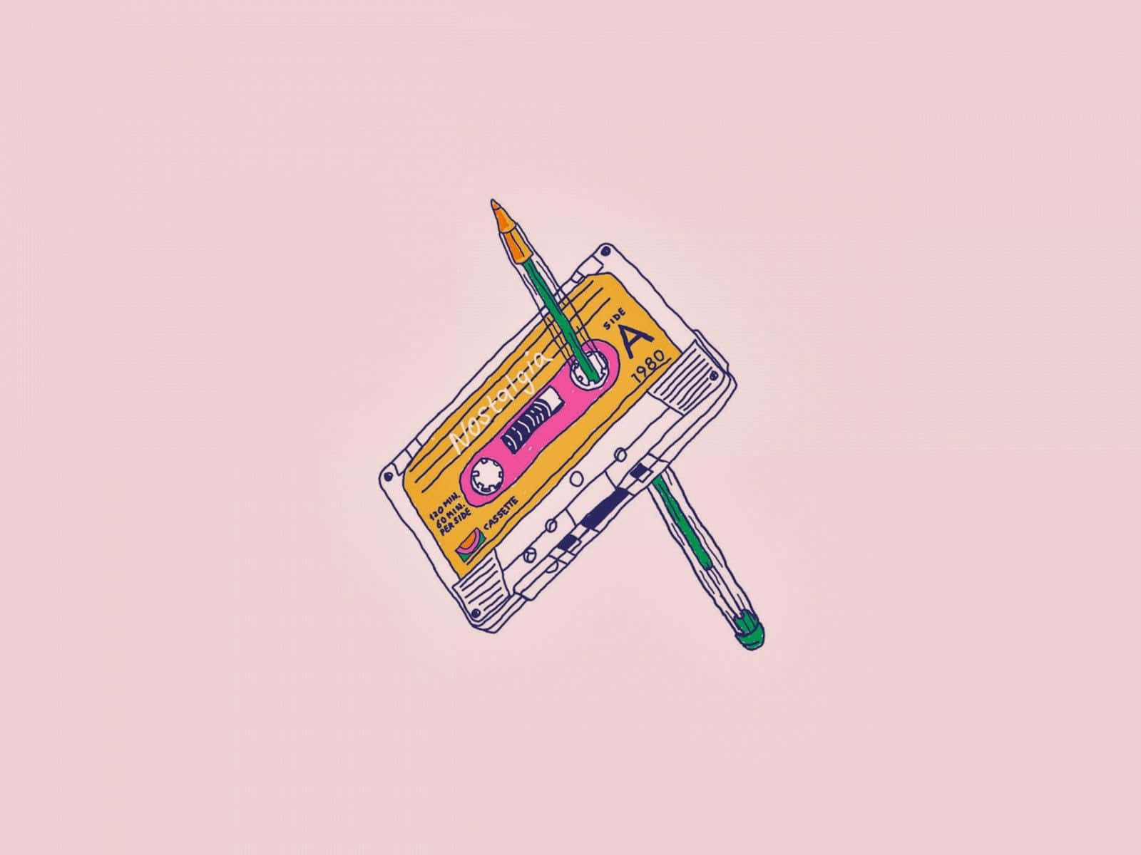 cassette tape, hammer, green pencil, HD Desktop Wallpaper