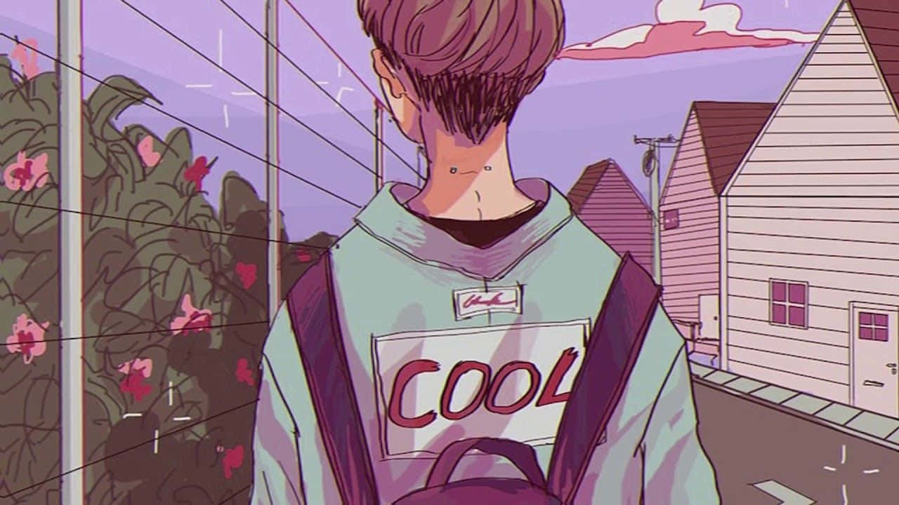 COOL hoodie, suburban street, soft purple twilight sky, HD Desktop Wallpaper