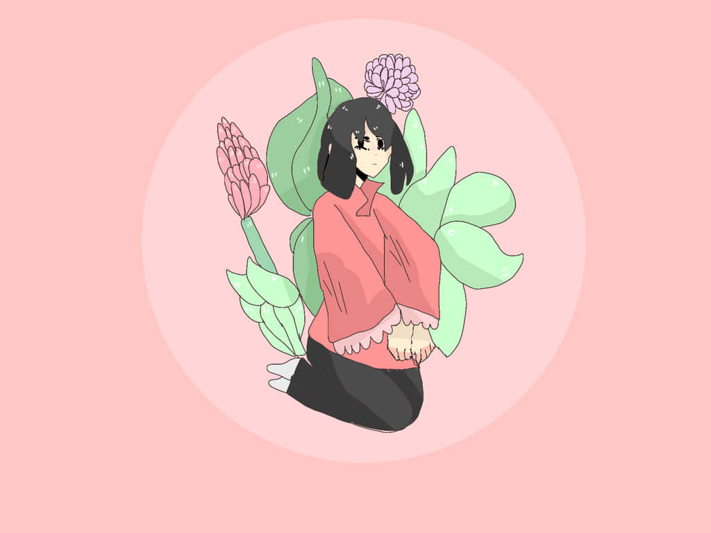 Lo Fi Art, anime girl, black hair, SD Desktop Wallpaper