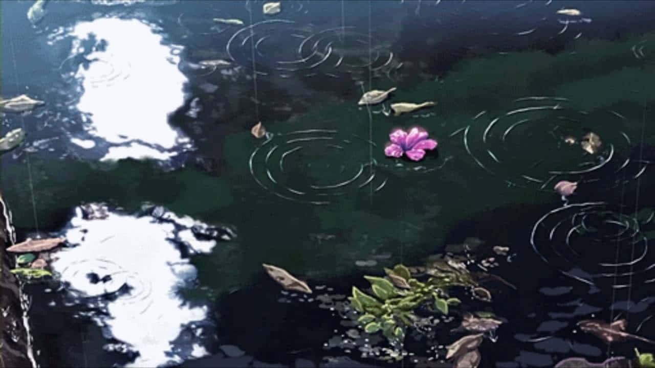 Lo Fi Art, pink flower, dark water, HD Desktop Wallpaper