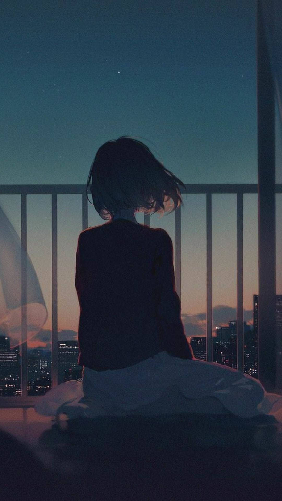 Lo Fi iPhone, balcony, twilight, Full HD Phone Wallpaper