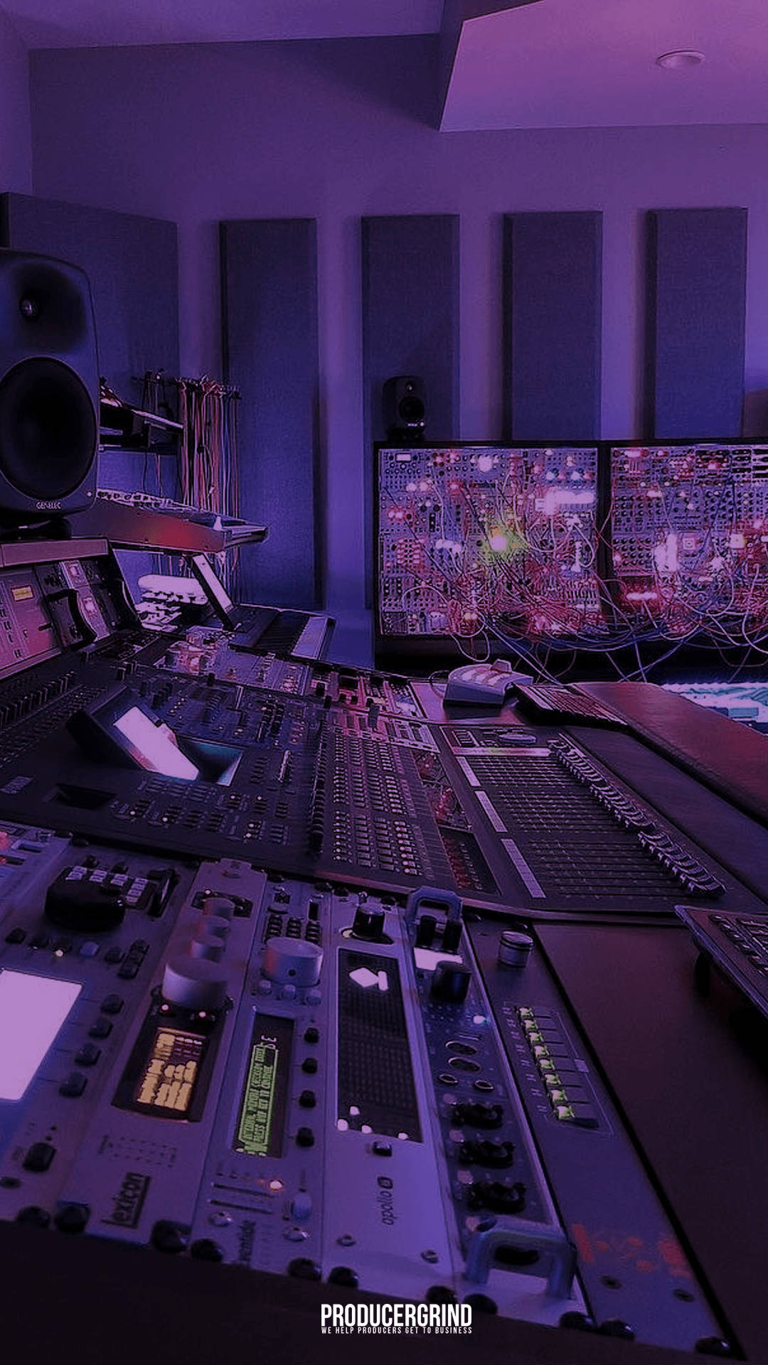 Lo Fi iPhone, purple light, audio mixing console, Full HD Phone Wallpaper