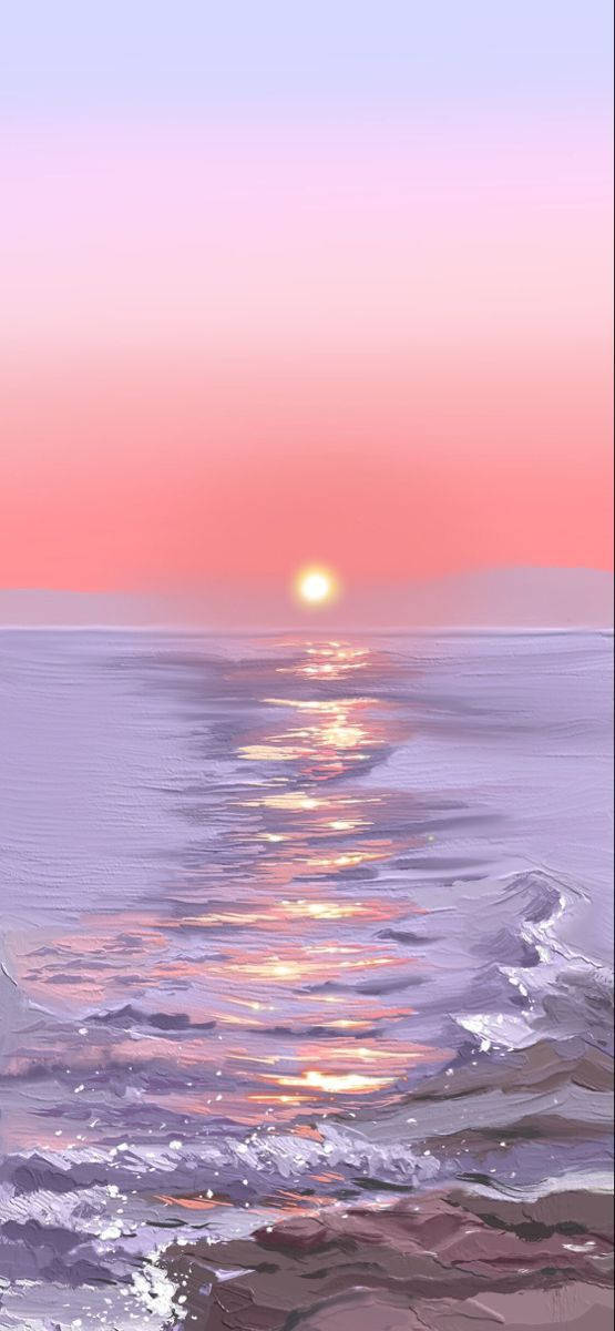 Lo Fi iPhone, sunset, calm ocean waters, SD Phone Wallpaper