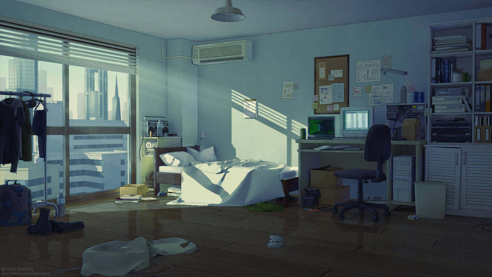 Lo Fi Room, sunlight, blinds, HD Desktop Wallpaper