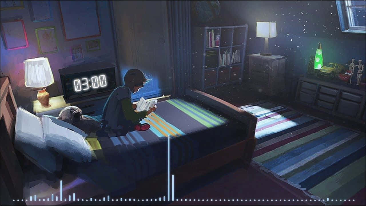 Lo-Fi Room, 3am, glowing lamp, HD Desktop Wallpaper