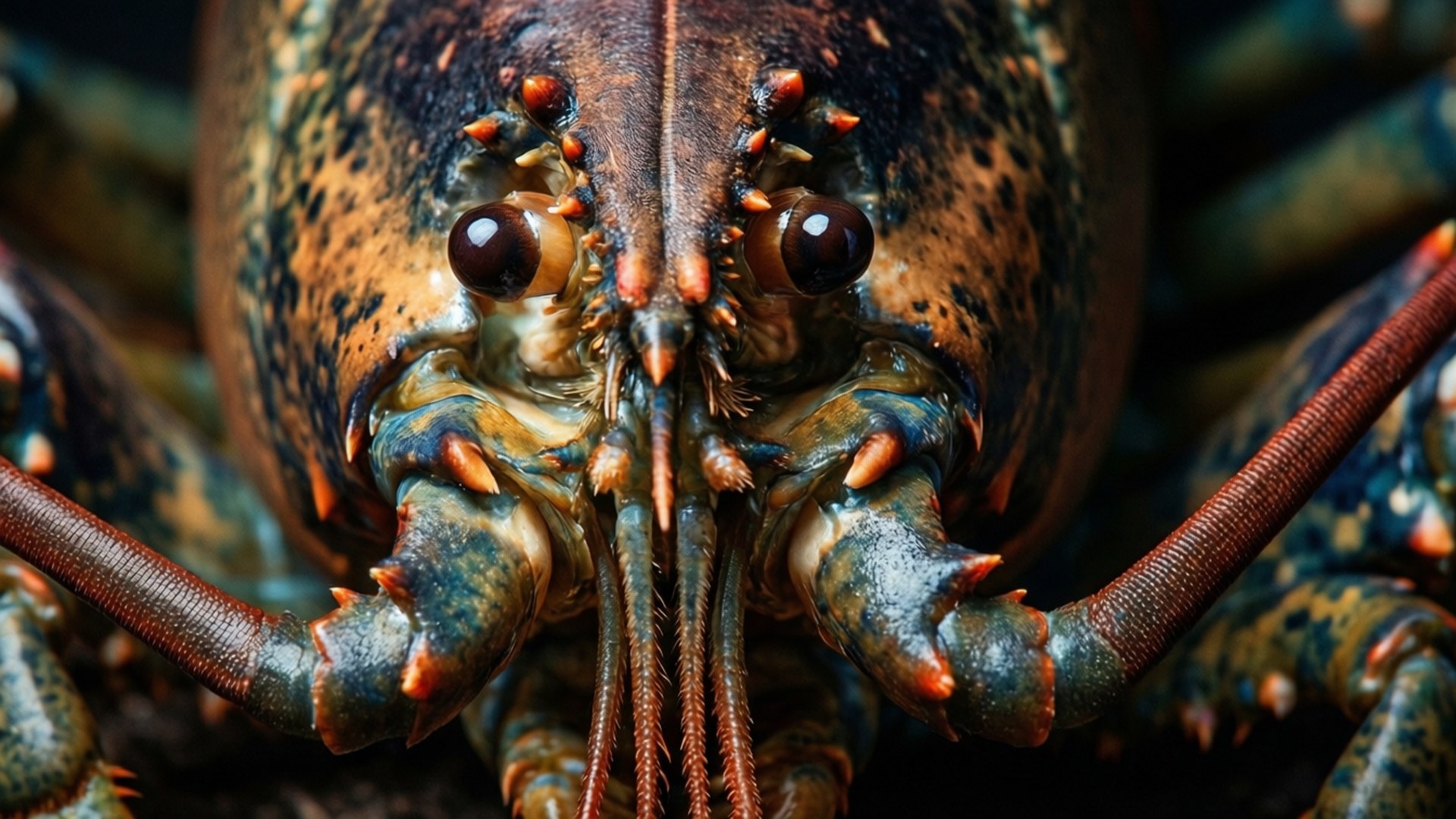 Lobster, hyperrealistic close-up, detailed eyes, Full HD Desktop Wallpaper