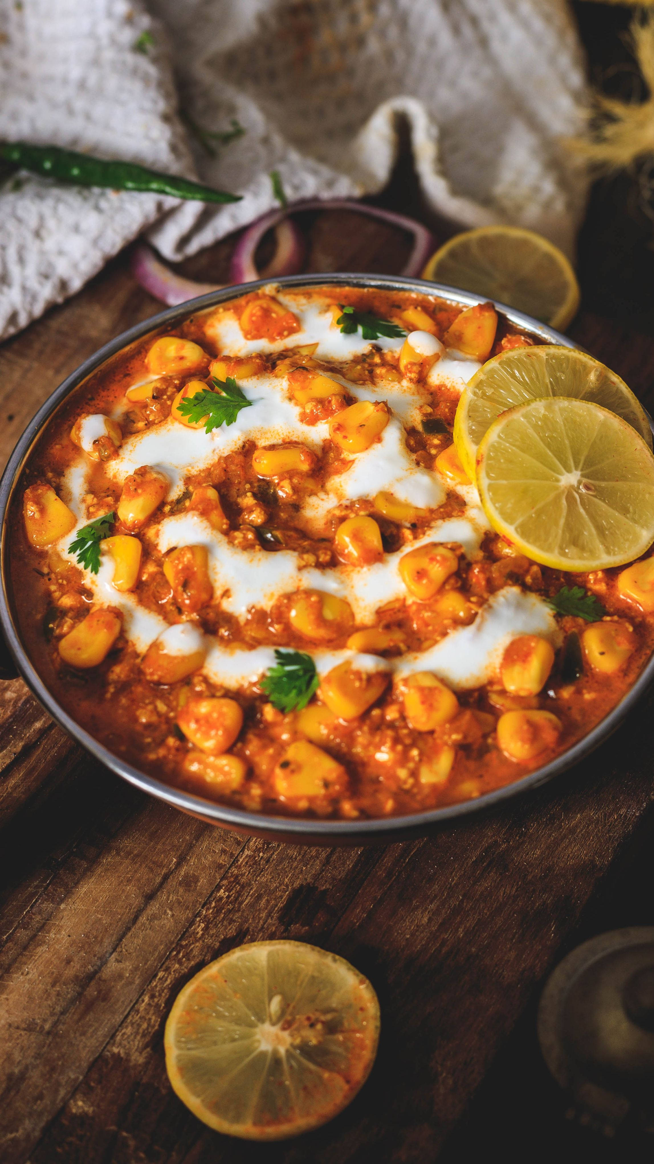 Chicken Masala, chole masala, yogurt, 4K Phone Wallpaper