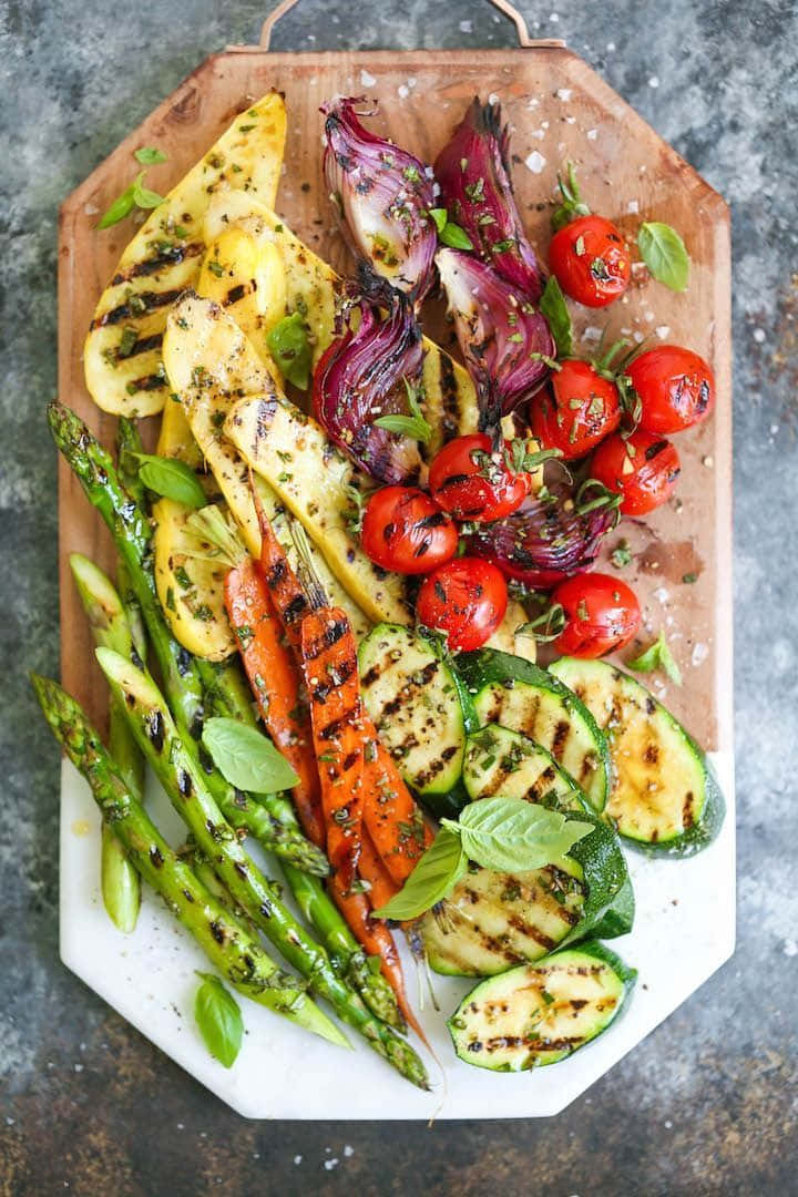grilled vegetables, zucchini, carrots, SD Phone Wallpaper