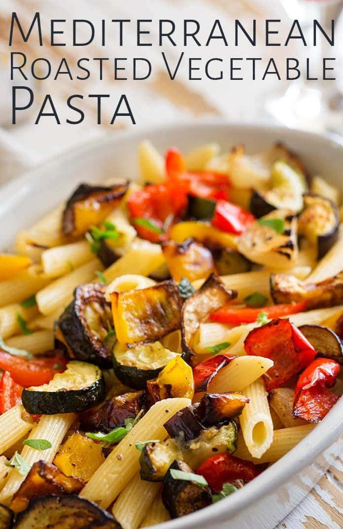 roasted Mediterranean vegetable pasta, zucchini, eggplant, SD Phone Wallpaper