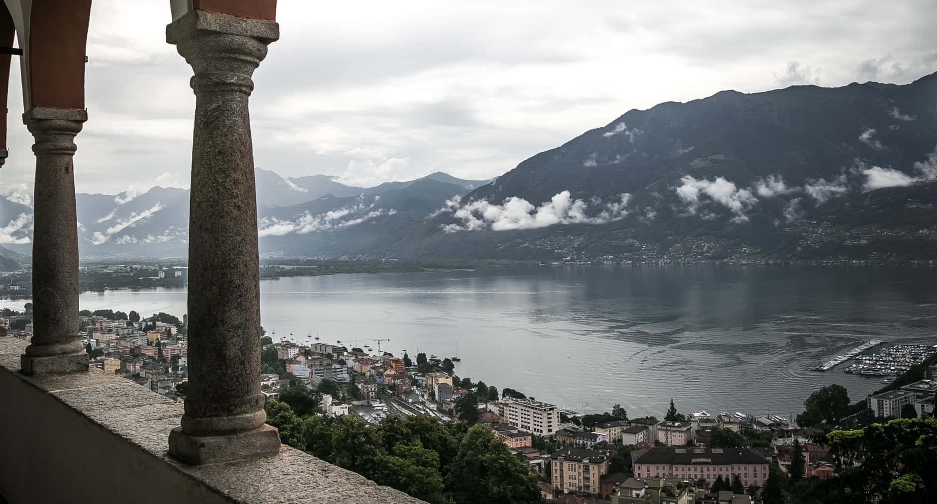 Locarno, lakeside view, terrace, HD Desktop Wallpaper