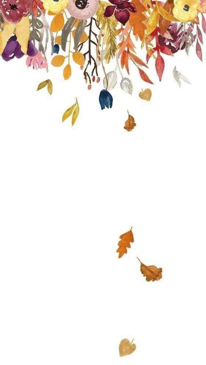 autumn floral border, vibrant autumn flowers, leaves, SD Phone Wallpaper