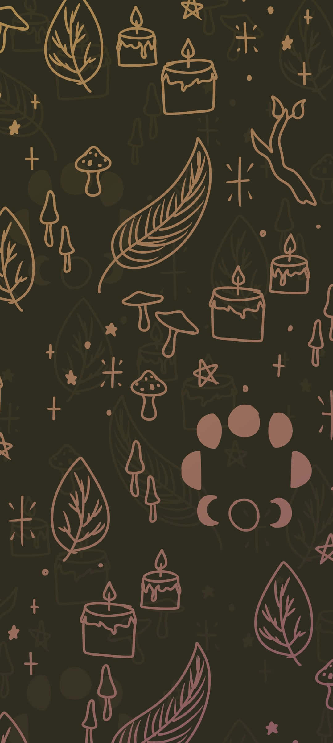 Autumnal Doodles, candles, leaves, Full HD Phone Wallpaper