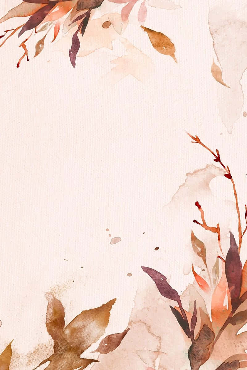 autumn watercolor leaves, warm browns, oranges, SD Phone Wallpaper