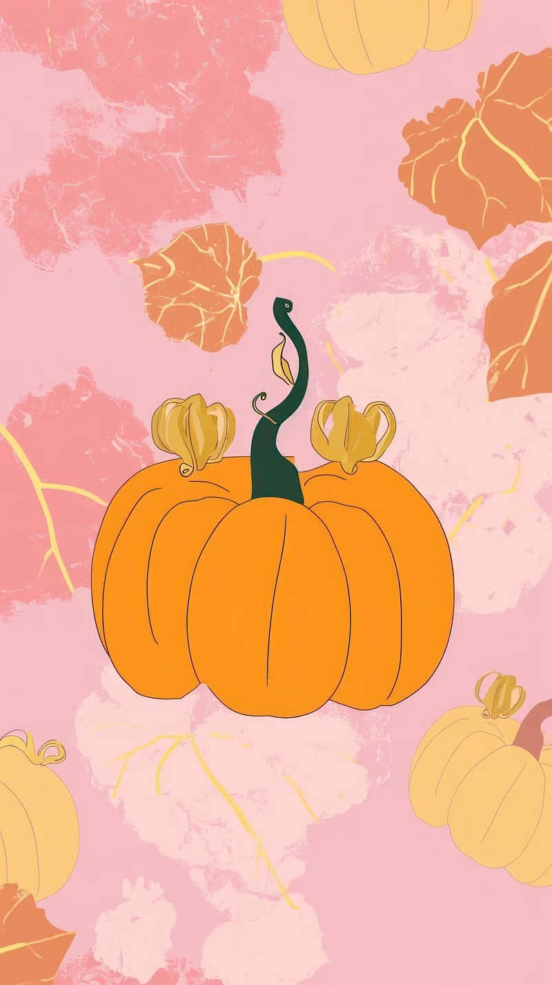 autumn pumpkin illustration, pink background, orange pumpkin, HD Phone Wallpaper