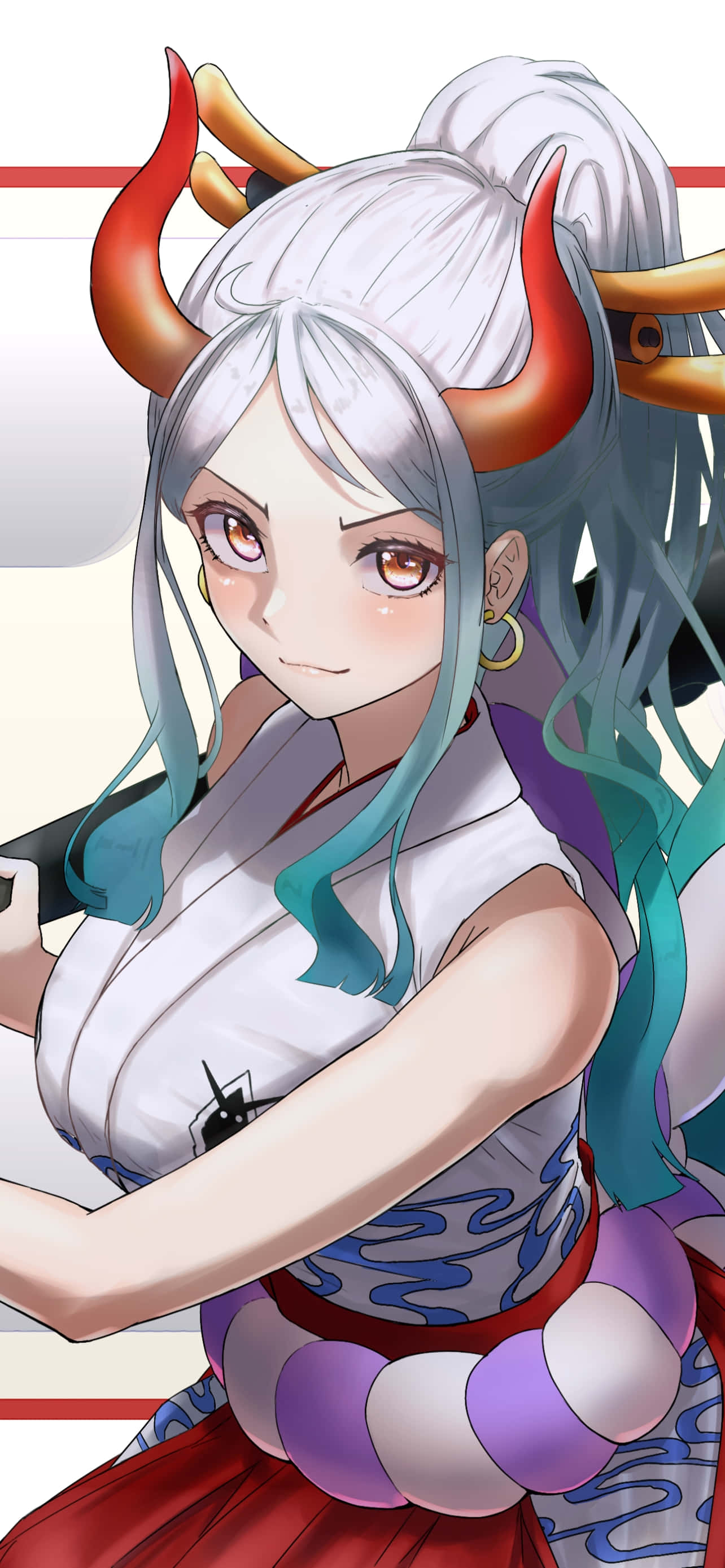 One Piece, anime girl, white and teal hair, 2K Phone Wallpaper