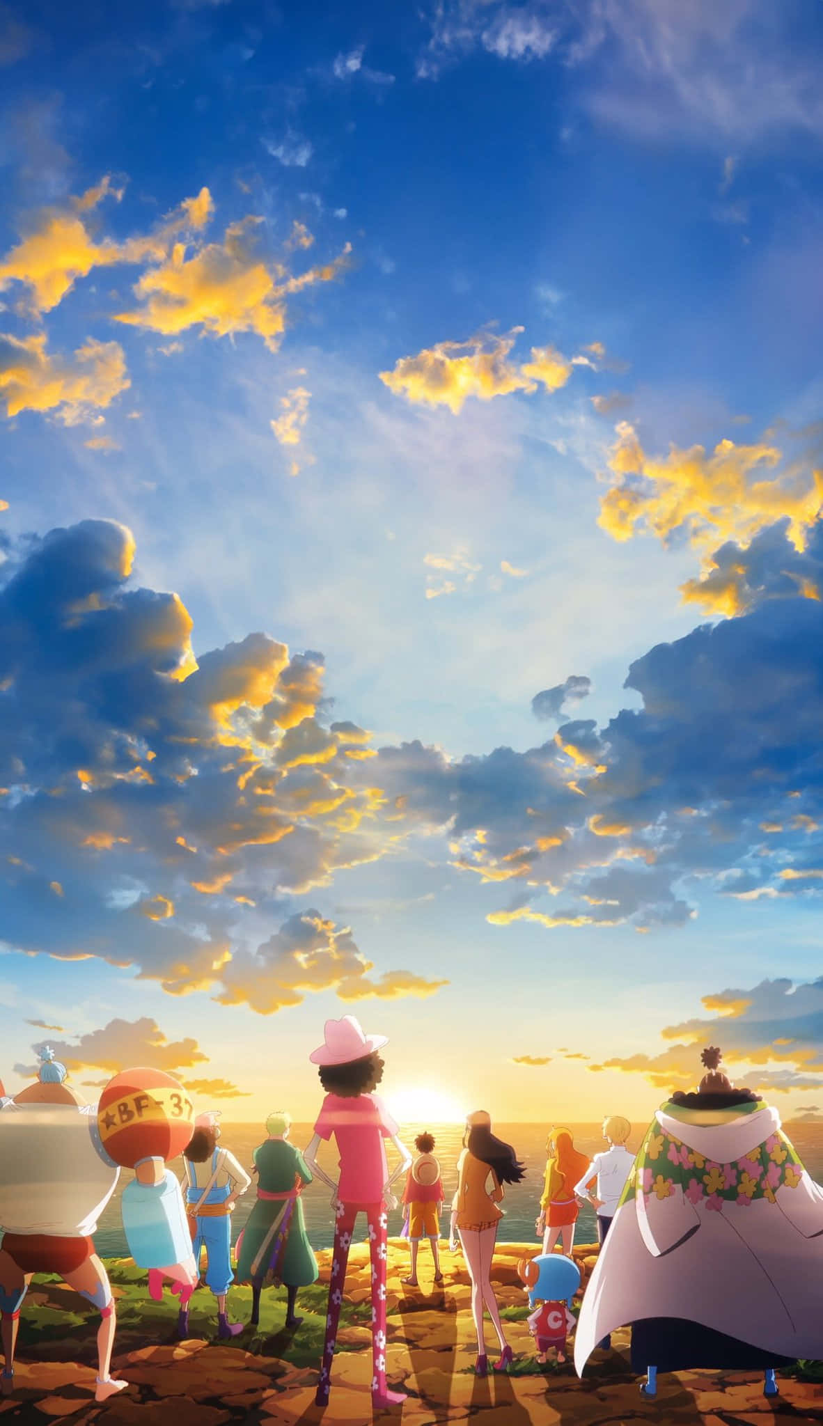 One Piece, sunset, silhouettes, Full HD Phone Wallpaper