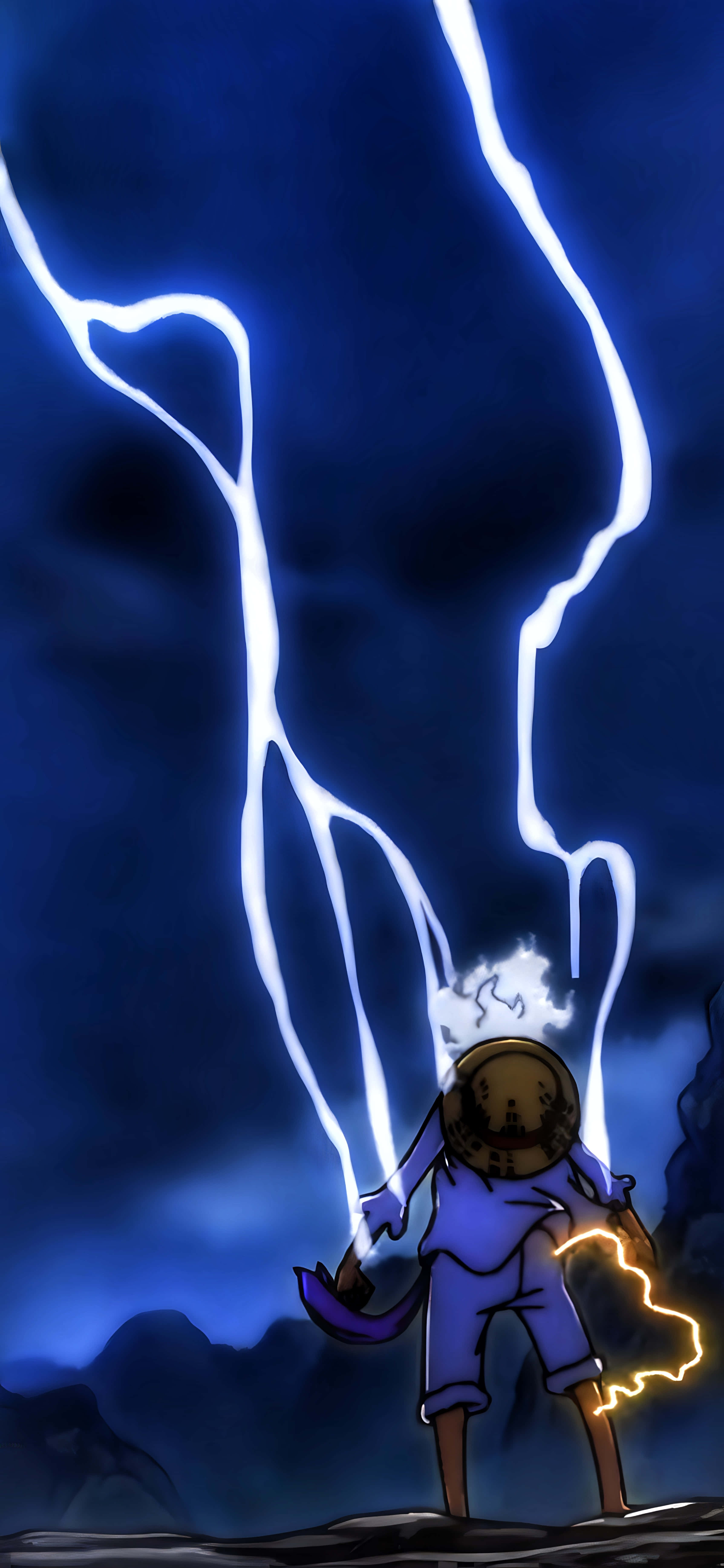 One Piece, lightning strike, anime warrior, 5K Phone Wallpaper