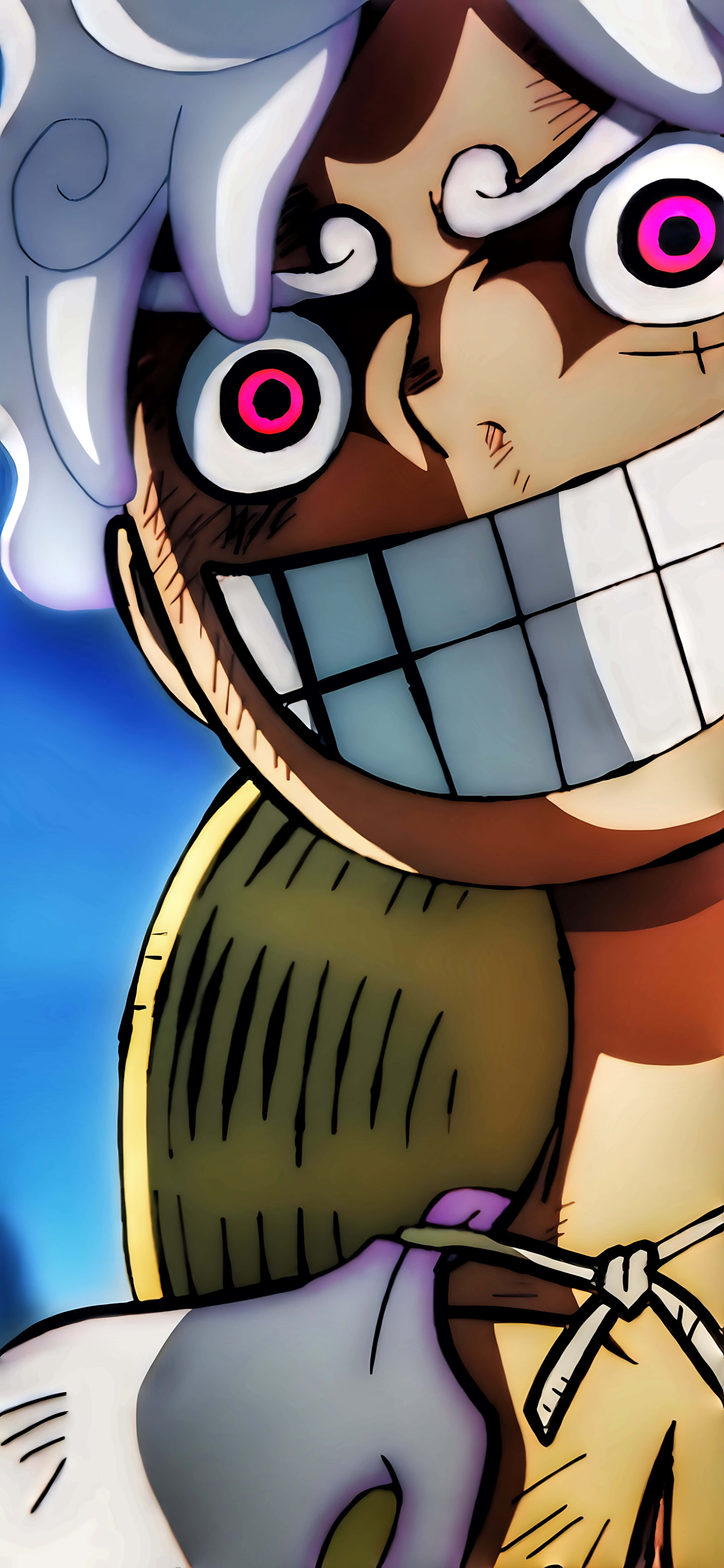 One Piece, anime character, wild white hair, 5K Phone Wallpaper