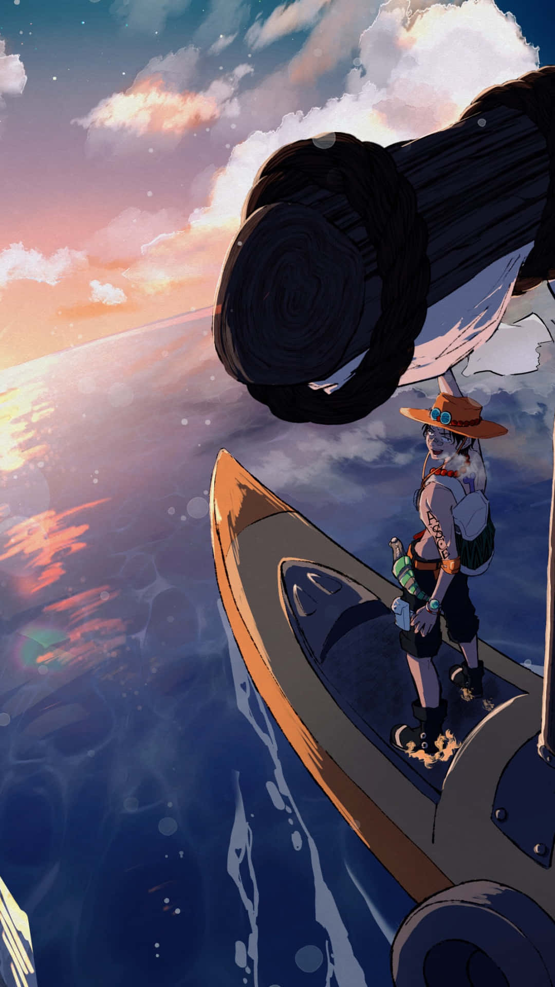 One Piece, straw hat, sunset, Full HD Phone Wallpaper