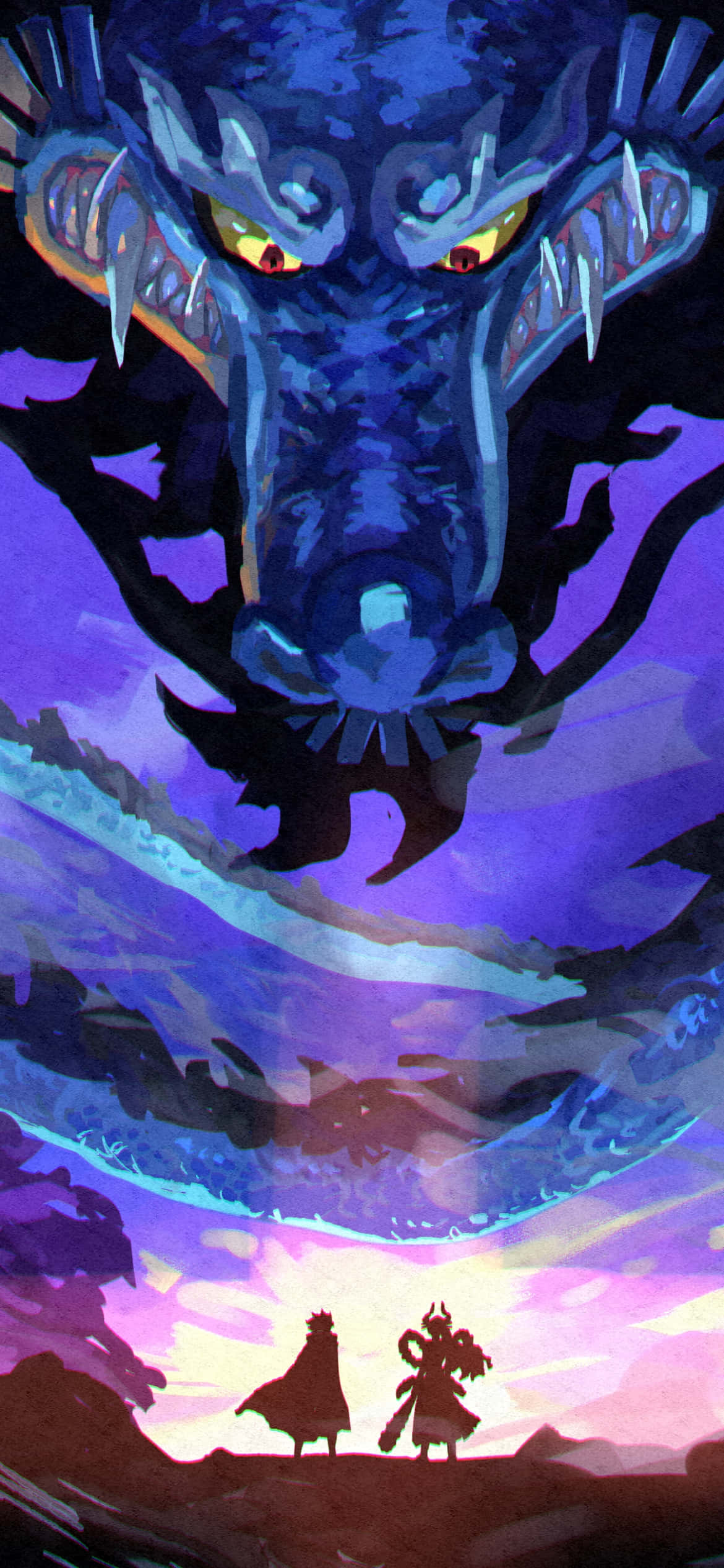 One Piece, epic showdown, colossal blue dragon, Full HD Phone Wallpaper