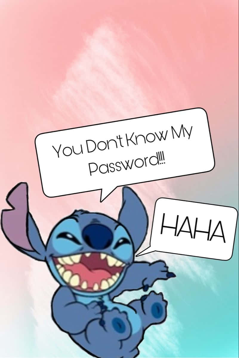 Stitch, pink and teal gradient background, speech bubbles, SD Phone Wallpaper