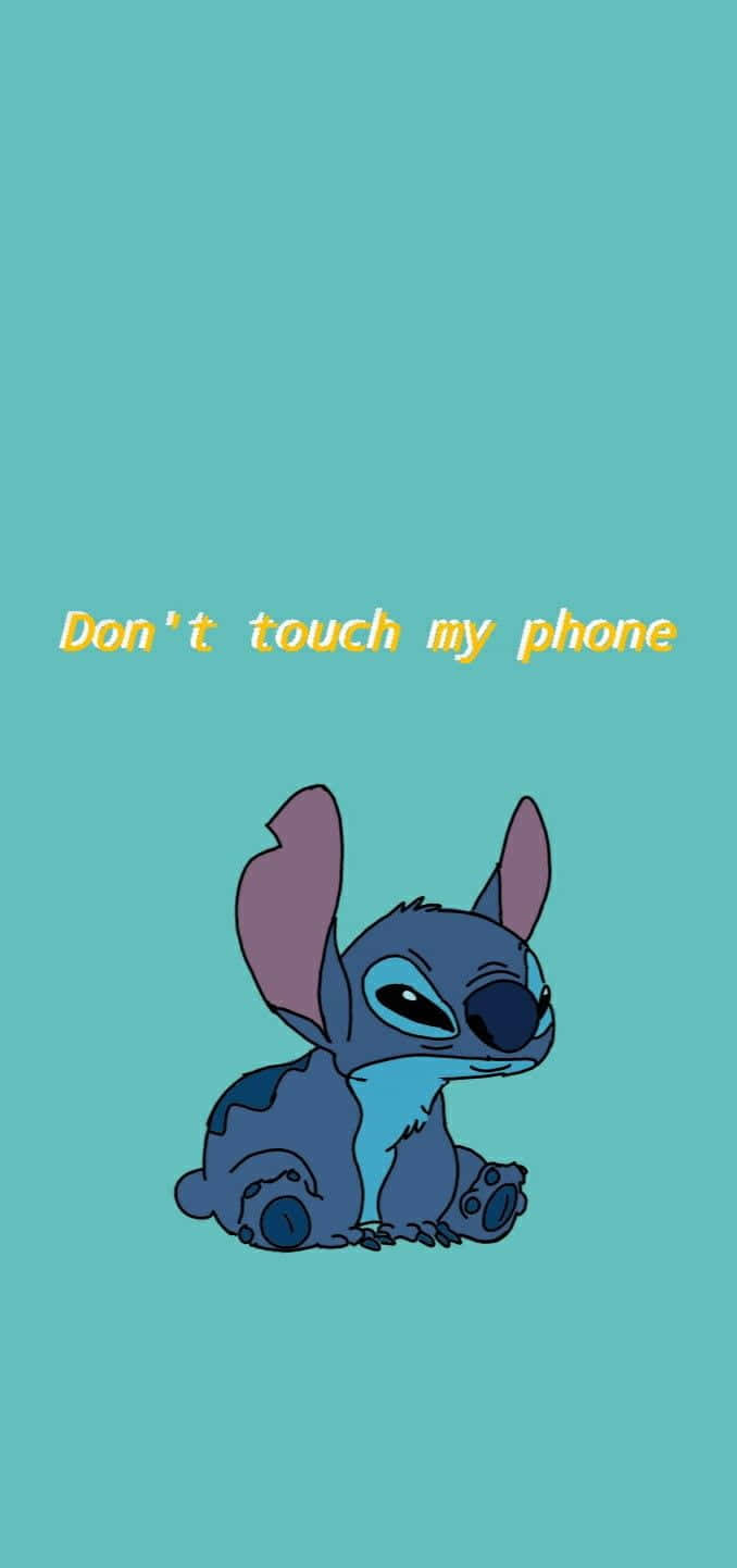 Stitch, teal background, yellow text, HD Phone Wallpaper