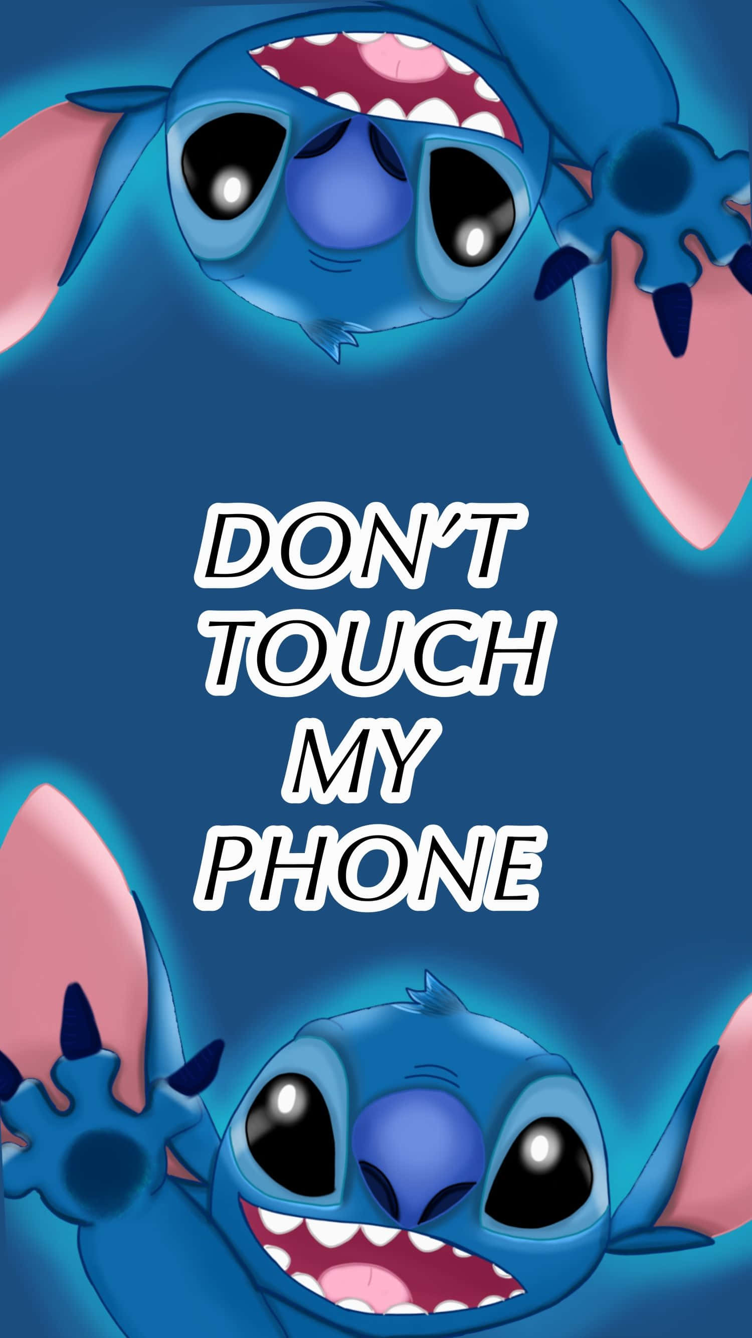 Stitch, don't touch my phone, blue alien, 2K Phone Wallpaper