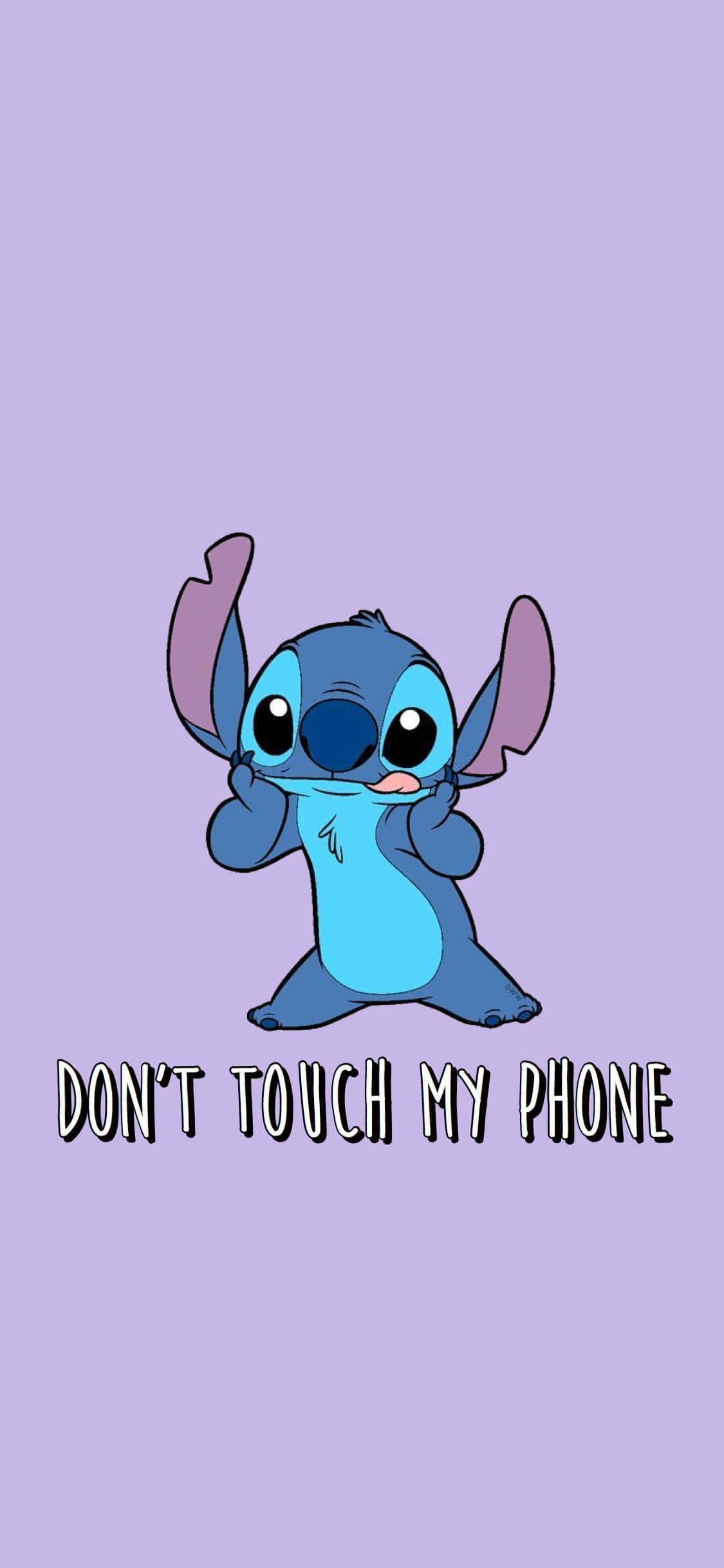Stitch, lavender background, don't touch my phone, Full HD Phone Wallpaper