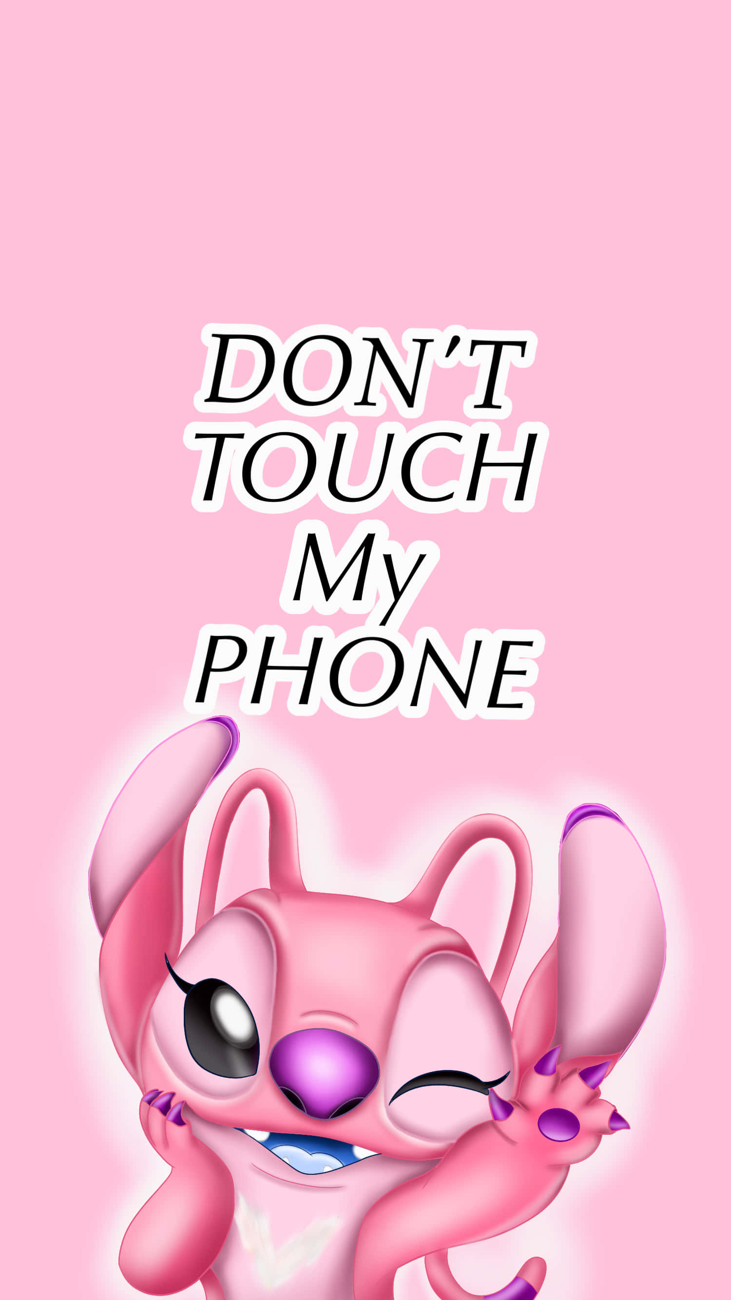 Stitch, pink Stitch character, solid pink background, 2K Phone Wallpaper