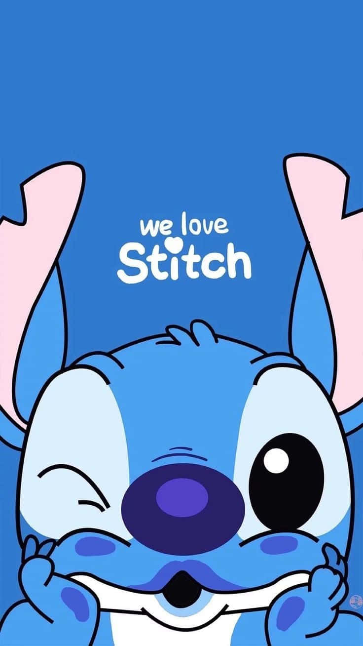Stitch, blue cartoon alien, solid blue background, HD Phone Wallpaper