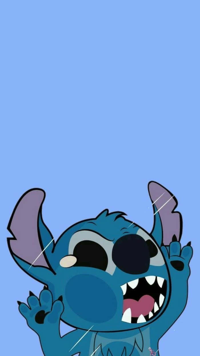 Blue Stitch, cartoon alien, big eyes, SD Phone Wallpaper