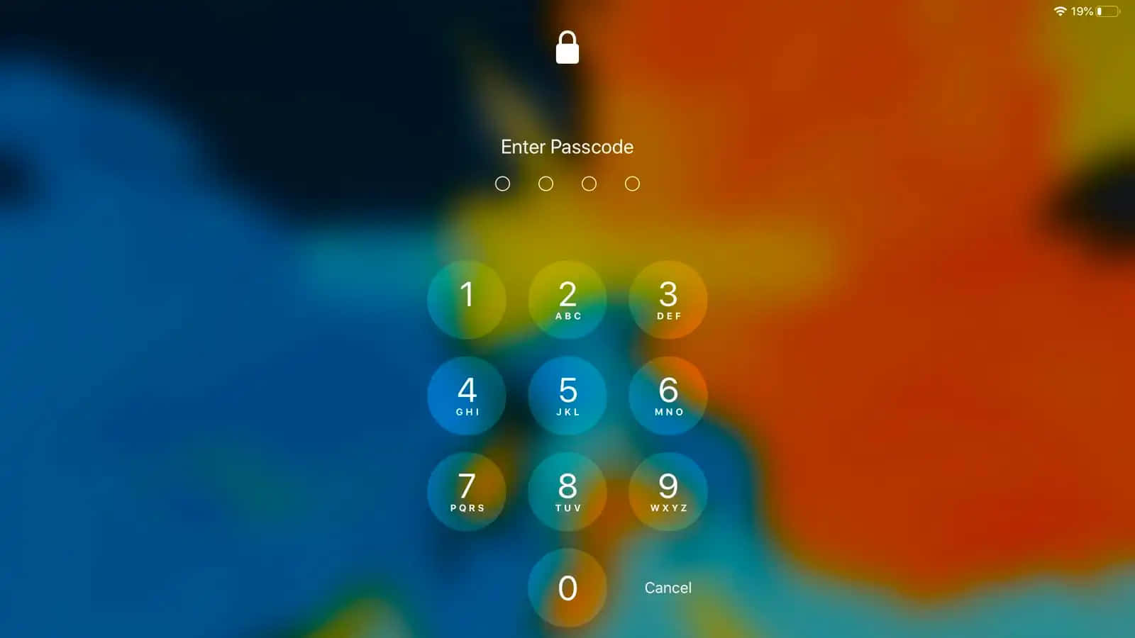 Tricky Lock Screen, number panel, blue orange and yellow, HD Desktop Wallpaper