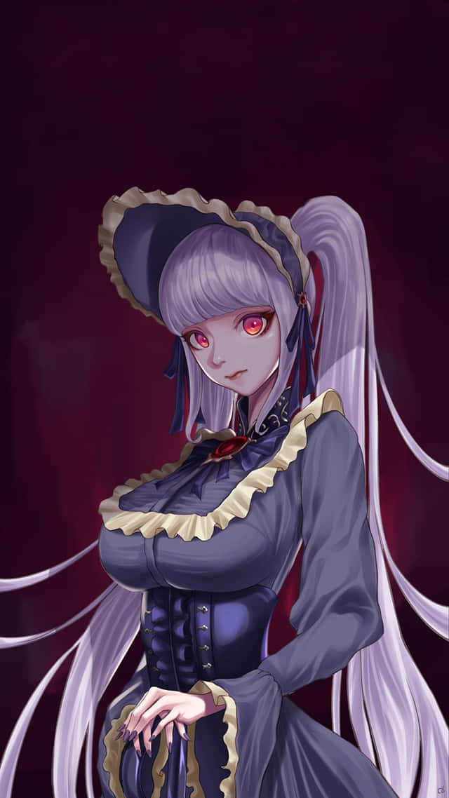 Lolita Goth Anime Girl, corset, silver hair, SD Phone Wallpaper