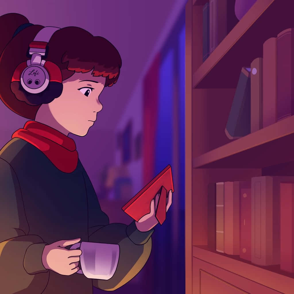Lofi Girl, purple lighting, mug, SD Desktop Wallpaper