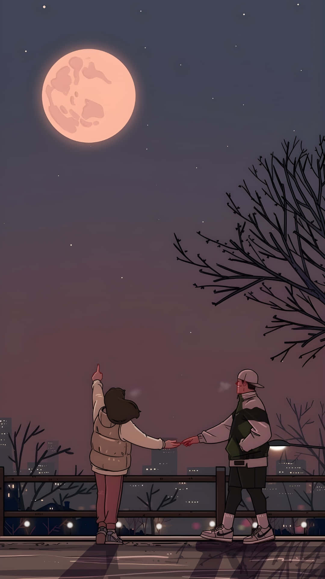 Lofi Love, moonlight, full moon, Full HD Phone Wallpaper