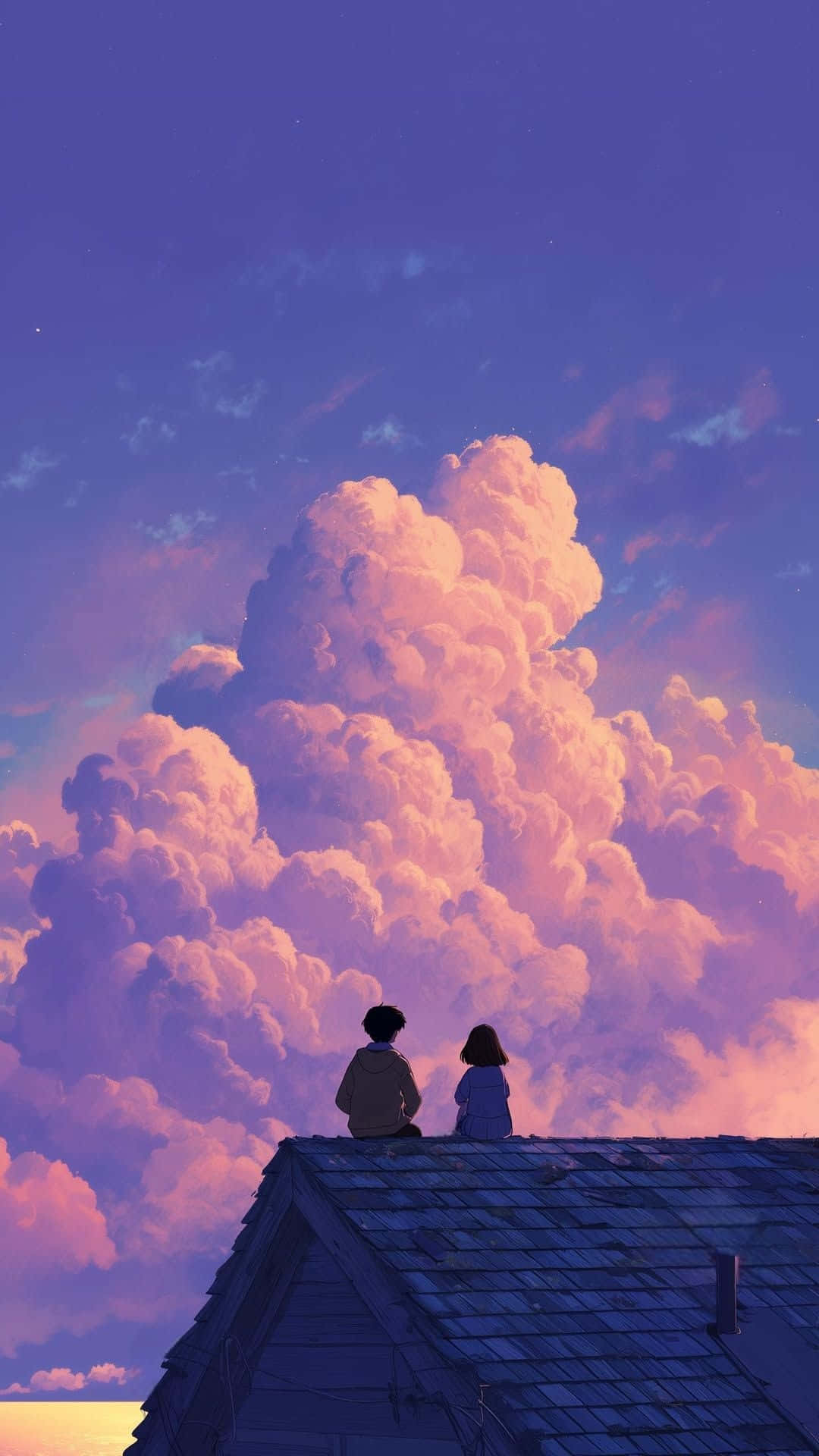 Lofi Love, evening vibes, cotton candy pink cloud formation, Full HD Phone Wallpaper