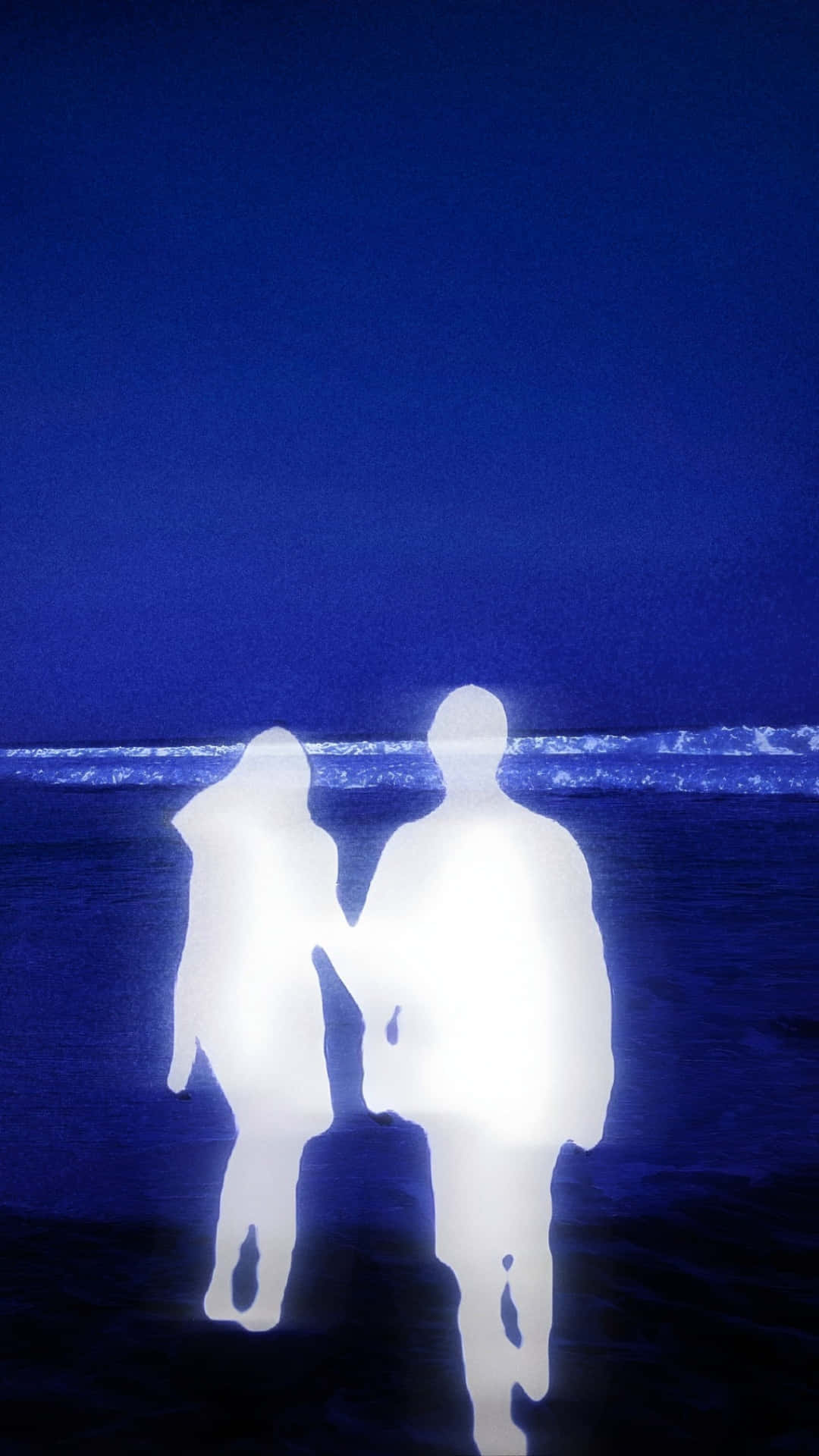 Lofi Love, night walk, dark blue beach, Full HD Phone Wallpaper
