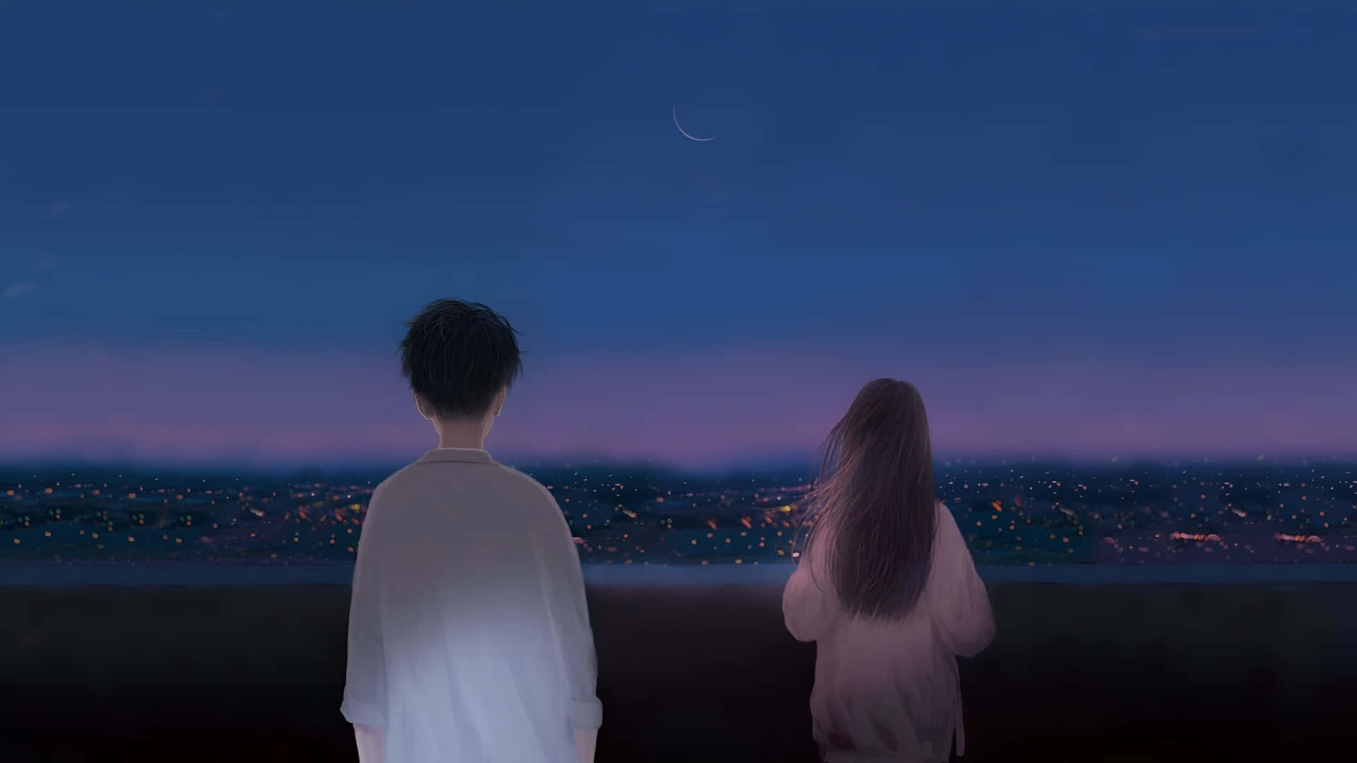 Lofi Love, dusk, cityscape, Full HD Desktop Wallpaper