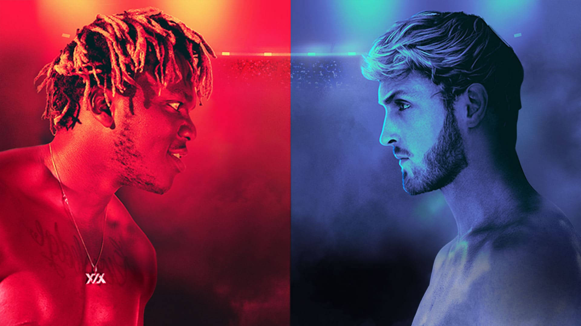 Logan Paul, neon-lit scene, red and blue neon, Full HD Desktop Wallpaper