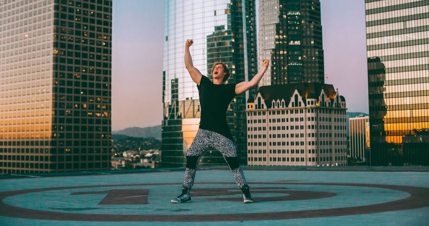 Logan Paul, rooftop helipad, golden sunset, HD Desktop Wallpaper