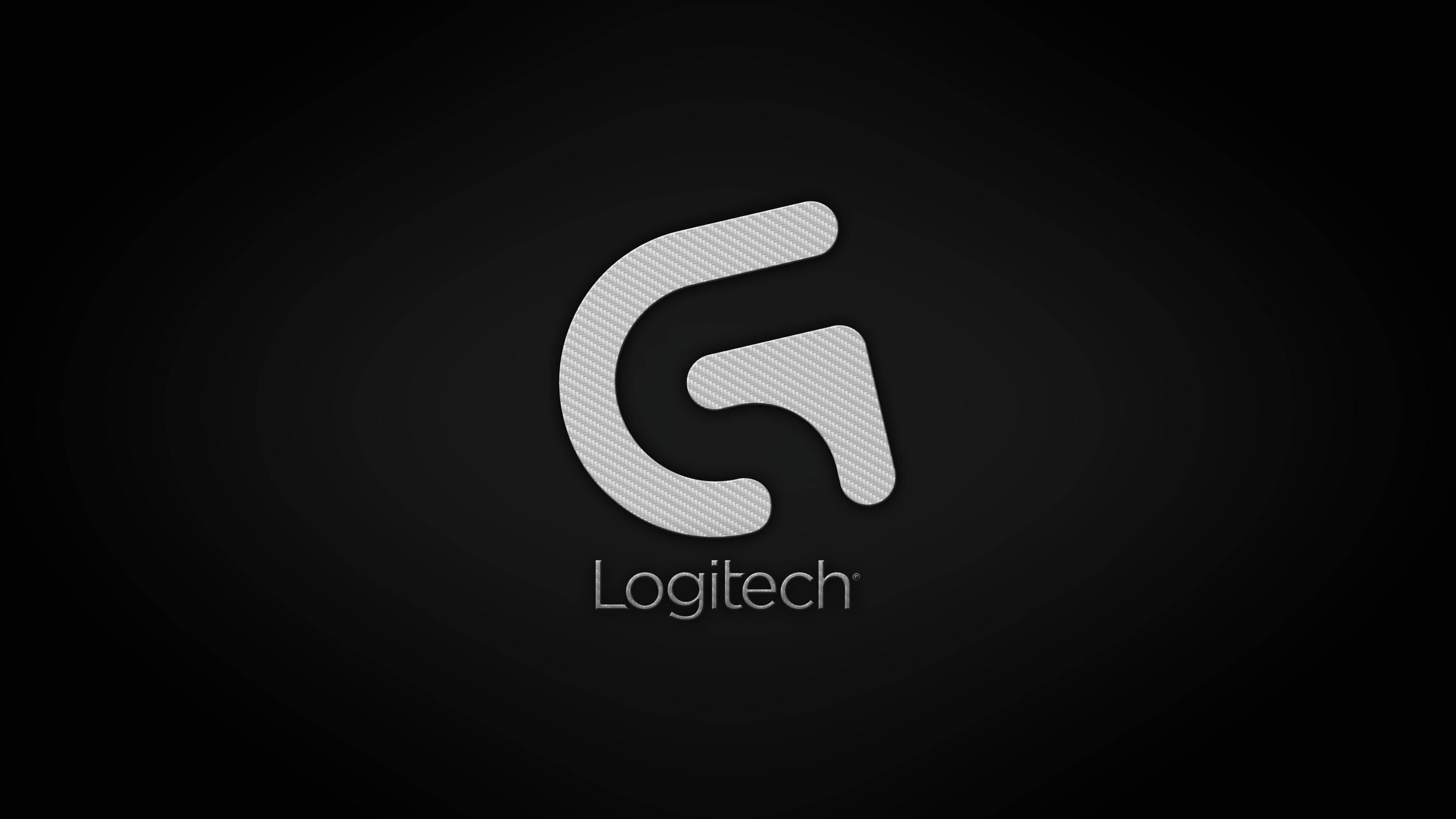 Logitech, silver, carbon fiber texture, 4K Desktop Wallpaper