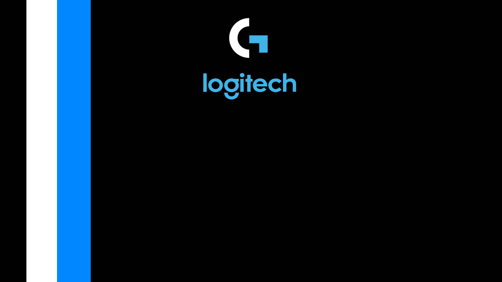 Logitech, blue and white vertical stripe, black background, Full HD Desktop Wallpaper