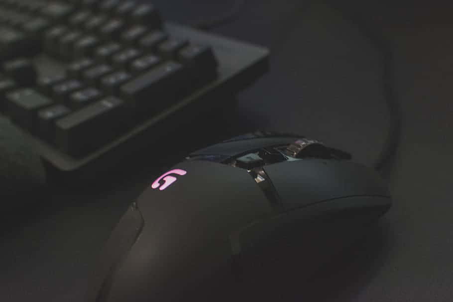 Logitech, gaming mouse, glowing pink logo, SD Desktop Wallpaper