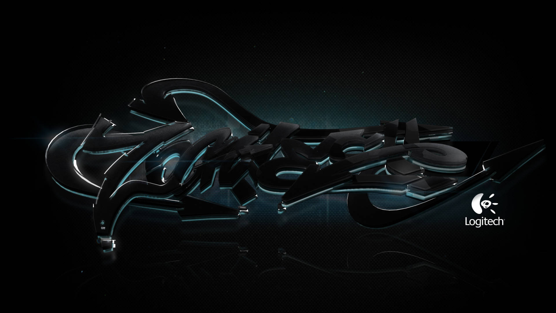 Logitech, graffiti art, glossy black, Full HD Desktop Wallpaper