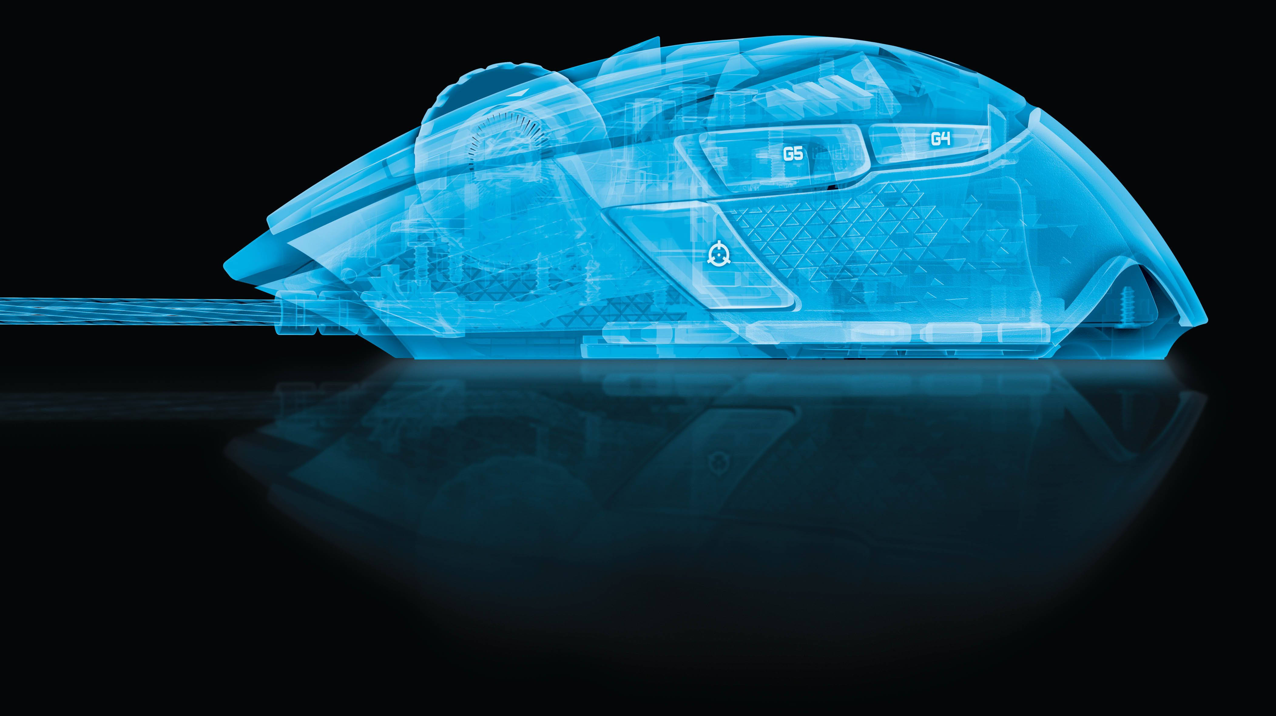 Logitech, gaming mouse, translucent blue, 4K Desktop Wallpaper