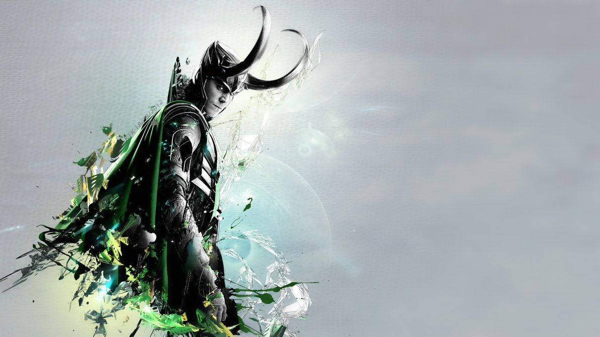 Loki, horns, green energy bursts, SD Desktop Wallpaper