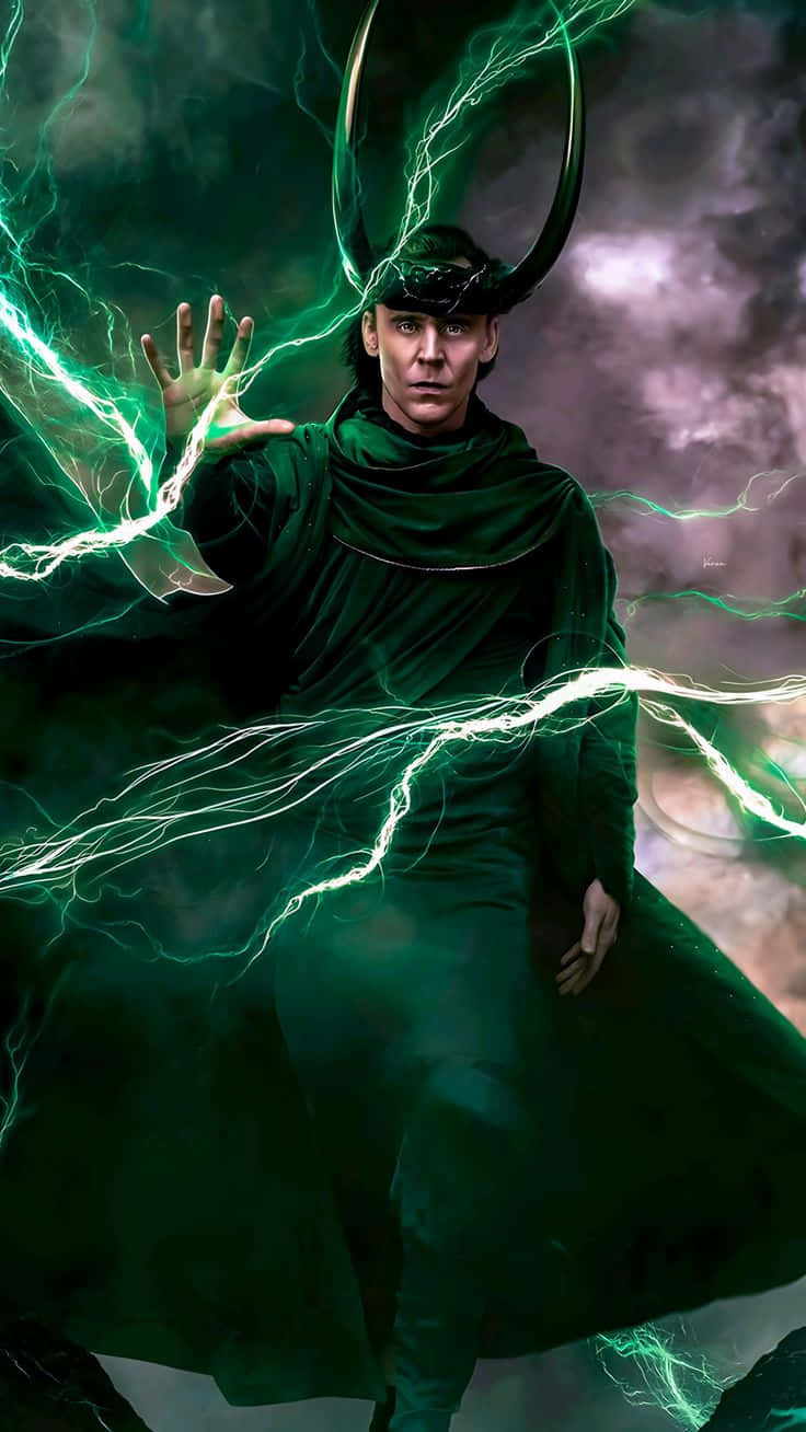 Loki, green robe, horned helmet, HD Phone Wallpaper