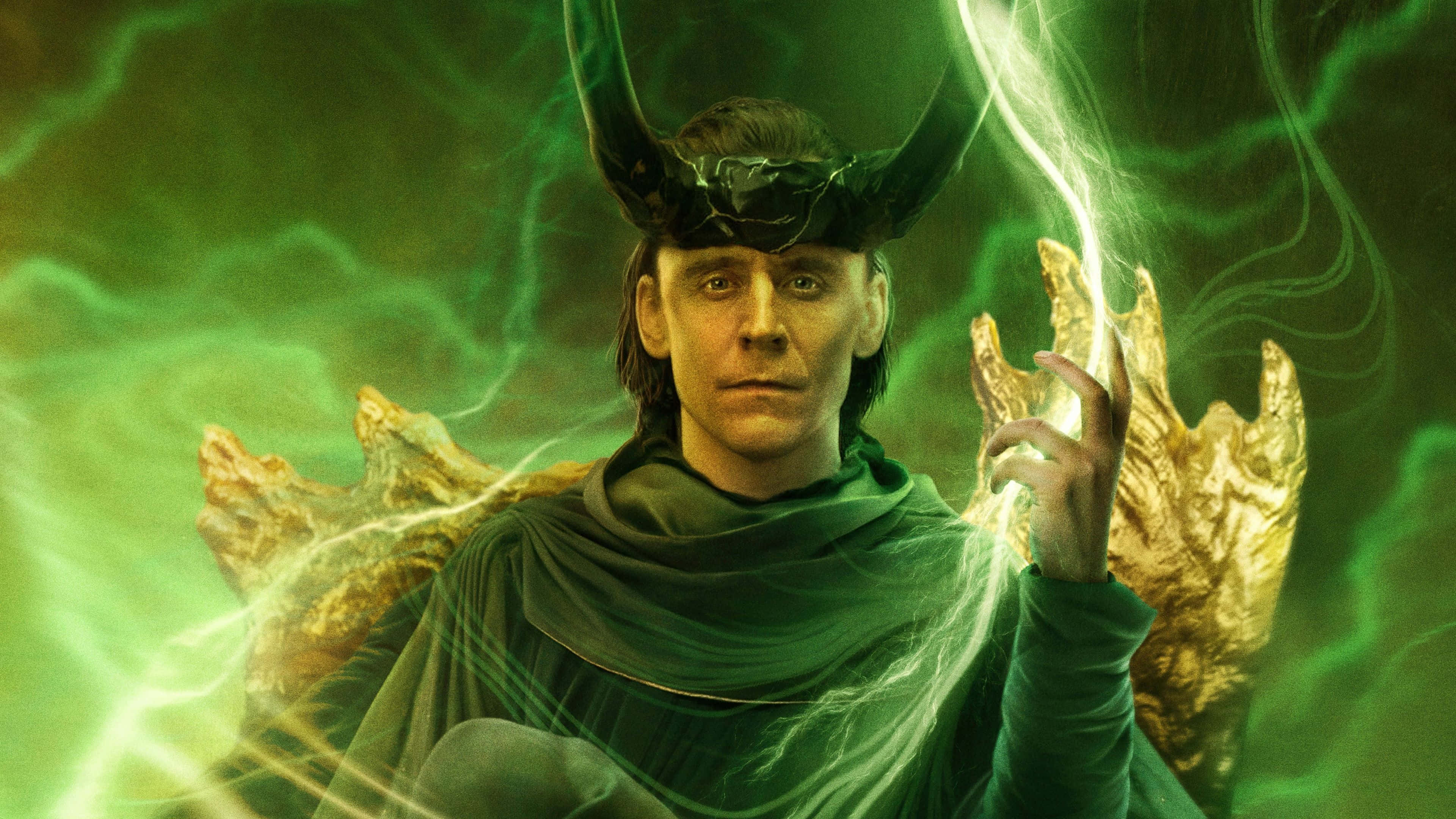 Loki, green cloak, horned helmet, 4K Desktop Wallpaper